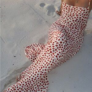 Commense Red Floral Maxi Dress